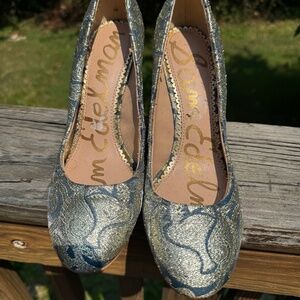 Sam Edelman Metallic Damask Shoes -Size 8